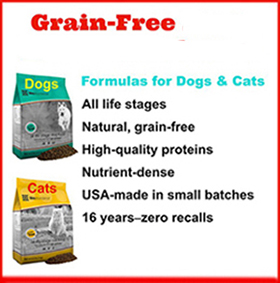 Healthy grain-free pet kibbles and canned food for cats and dogs