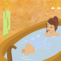 Woman taking clay bath