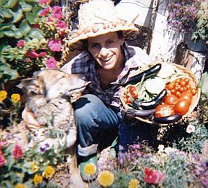 Shirley in her rooftop garden in Hollywood